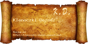 Klenoczki Dezső névjegykártya